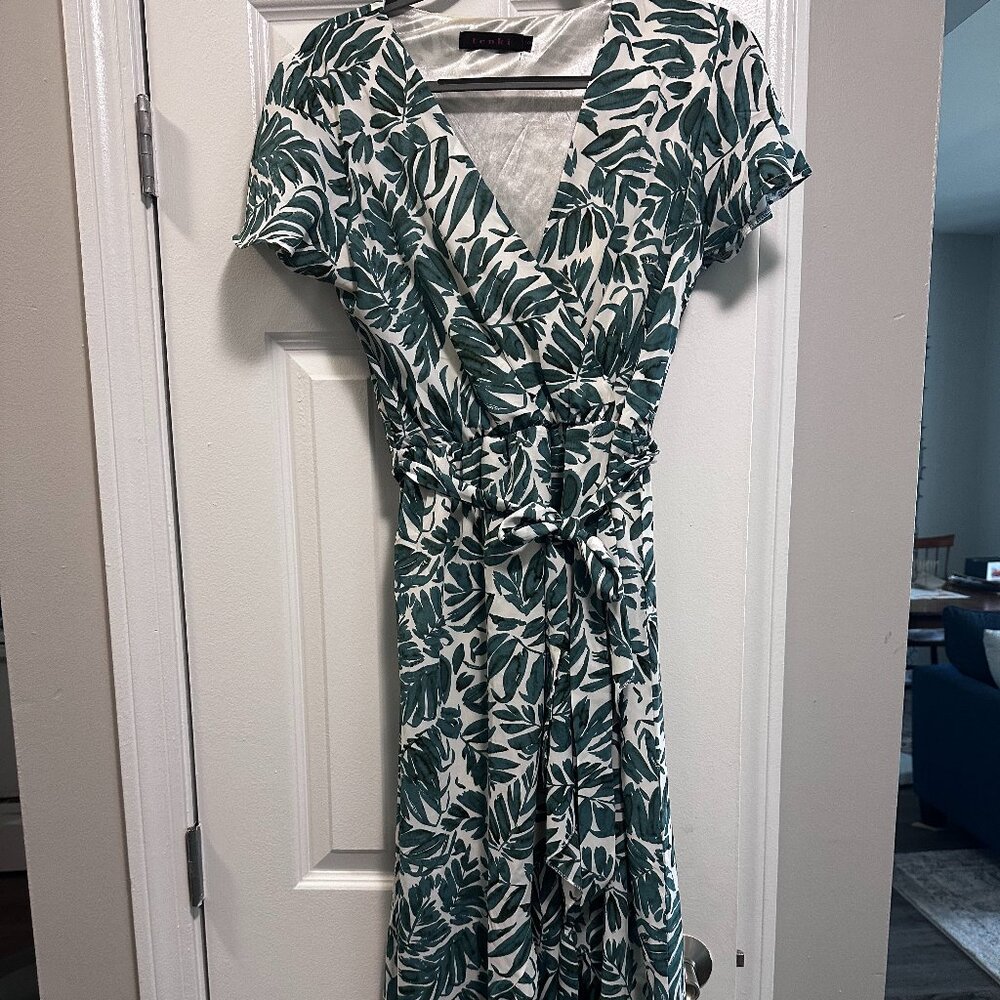 Green and White floral maxi dress